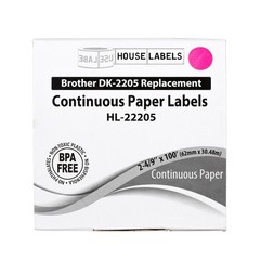 Non-OEM Fits BROTHER DK-2205 PINK Continuous Labels (9) Rolls 2-4/9″ by 100′