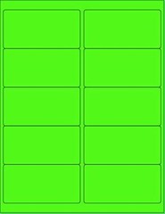 8-1/2″ x 11″ Green Fluorescent 10 Labels per Sheet 4 x 2 – 100 Sheets