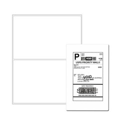 8.5×5.5 Half Sheet Blank Shipping Labels Round Corner 2 Per Sheet Self Adhesive