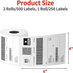 Thermal Labels 4×6 Roll 500 Labels for Rollo Zebra MUNBYN Polono Shipping
