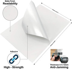 Pack of 100 Sheets-High Sticky Printable Matte Self Adhesive Full Sheet A4 Stick