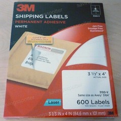 3M White Shipping Labels Cover Up Technology 3-1/3″ x 4″ Laser 600/Pk (3100-V)