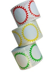 Direct Thermal Zebra 2″ Starburst Labels Red, Yellow, Green Border 1500 Total