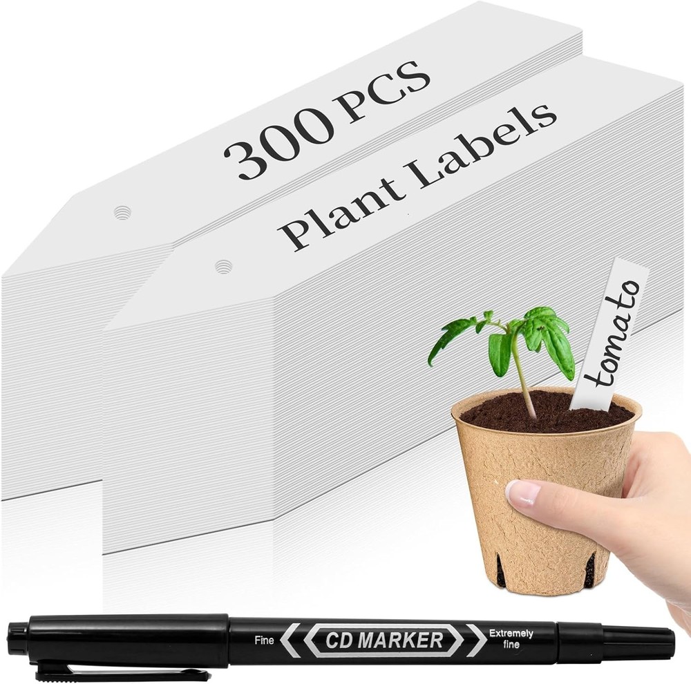 Dalzom® 300Pcs 4″ Plant Labels with Marker Pen, Waterproof Plastic Plant Tags f