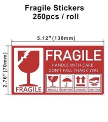 Fragile Stickers 1 Roll 250 Labels 2.76″ x 5.12″ Strong Adhesive Warning Labels