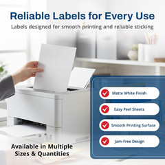 Printable Matte White Shipping Labels Stickers – 4″x3.33″ Laser/Inkjet Compatibl