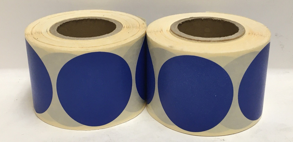 LOT OF 2 ROUND 2″ STICKERS 500 COUNT EACH X 2 BLUE ADHESIVE LABELS