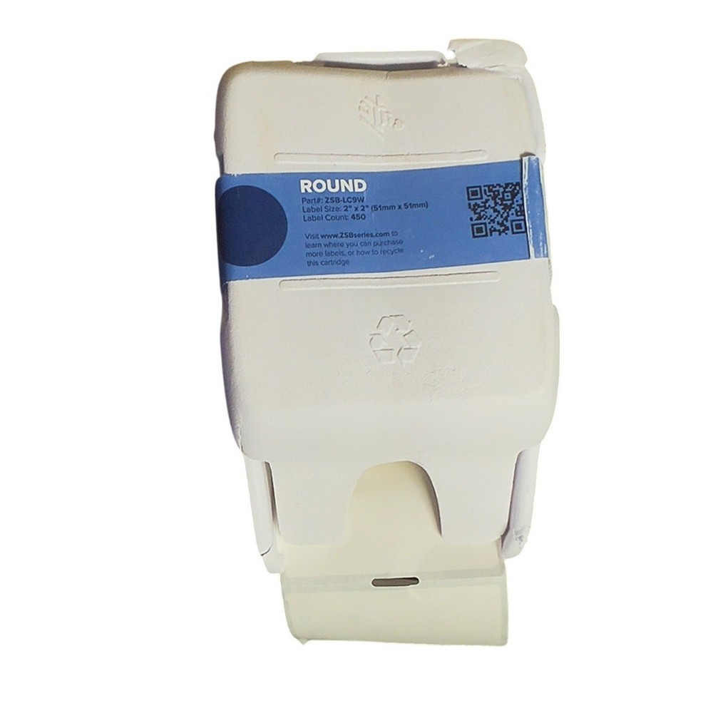 Zebra ZSB Series ZSB-LC9W 500-Count Label Roll Cartridge 2″ Round White