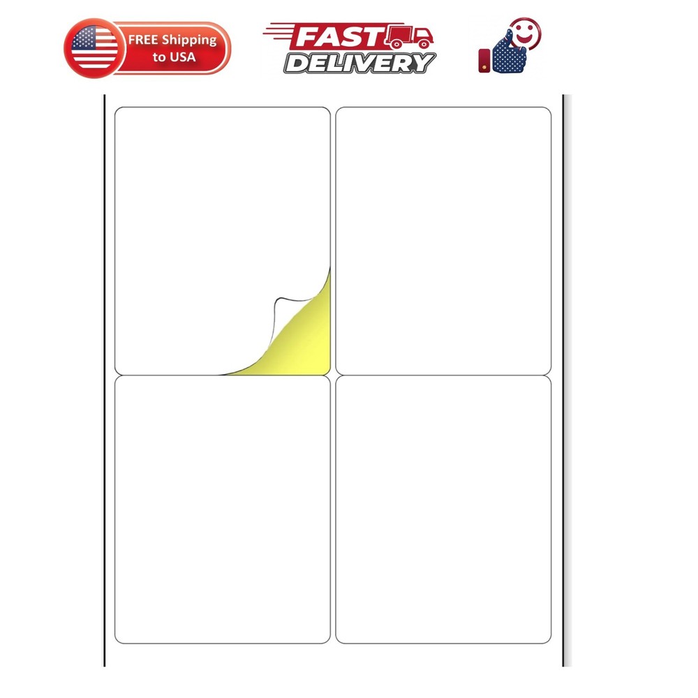 4″ x 5″ 30 Sheets, Large White Labels Stickers – Laser/Inkjet Printable