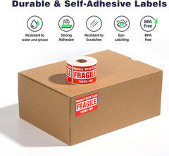 3×2 Inch Handle with Care Fragile Shipping Stickers – 500 Labels per Roll