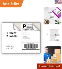 Half Sheet Shipping Labels for Laser and Inkjet Printers – 2 Per Page Self Ad…