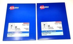 Avery White Labels Presta 94200 1×2 5/8 Matte Paper 150 sheets 4500 labels 2 pk