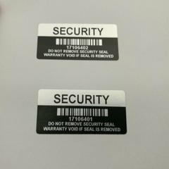 2000 VOID Security / Warranty Tamper Sticker Labels With Serial Number Barcode