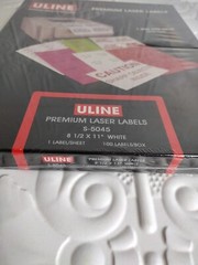 Uline 100 Premium Laser Labels S-5045 8 1/2″ X 11″ White, NEW