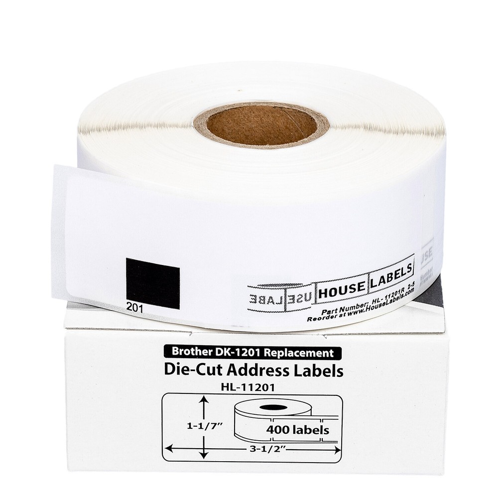 Non-OEM Fits BROTHER DK-1201 REMOVABLE Labels – (22) Rolls of 400