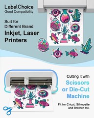 100 Sheets 8.5”x11” Printable Sticker Paper for Inkjet Laser Printer & Cricut…