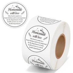Cottage Food Law Labels Stickers 500 Count Homemade with Love Adhesive Round…
