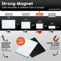 Dry Erase Magnetic Labels 2.8 x 1.8 in, with Color Borders, Small Dry Erase Magn