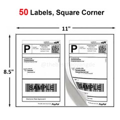 50-20000 Shipping Labels 8.5″ x 5.5″ Half Sheets Blank Self Adhesive 2 Per Sheet