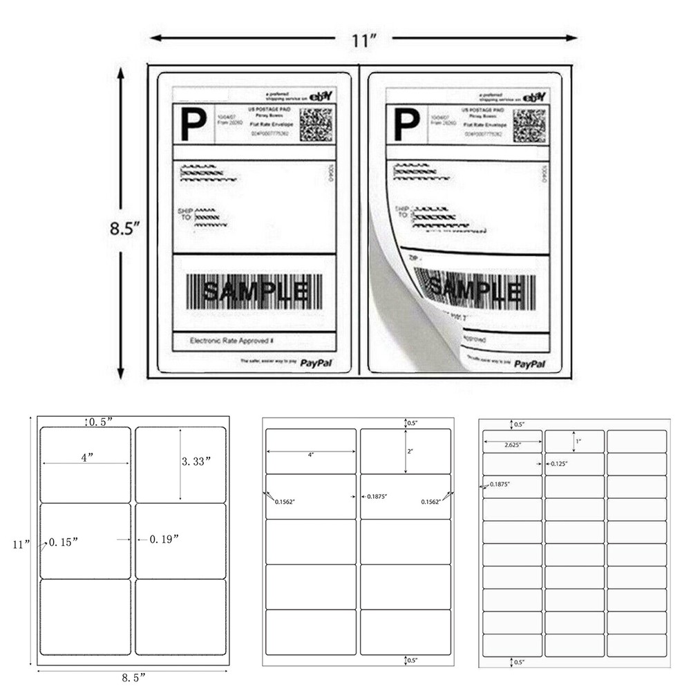Blank Mailing Shipping Labels 8.5×5.5 Half Sheet 2UP 6UP 10UP 30UP Self Adhesive