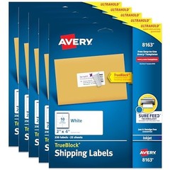Customizable 2″ x 4″ Printable Shipping Labels – 1,250 Blank Stickers, White, 5-