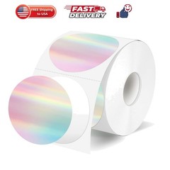 2 Inch Circle Thermal Label Stickers, Holographic Round Direct Thermal Sticke…