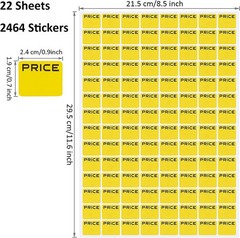 2464 Pieces Garage Sales Stickers Yellow Preprinted Pricing Labels Yard Sale Pri