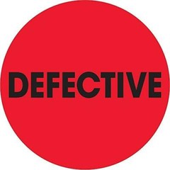Aviditi Tape Logic 2″ Circle Label, “Defective”, Fluorescent Red, Roll of 500