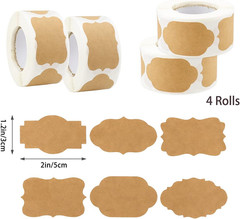 1200Pc Kraft Label Stickers for Mason Jars Essential Oil Bottles Food Containers