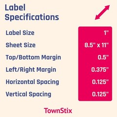 1 Inch Round White Sticker Labels for Laser Inkjet Printers 30 Sheets