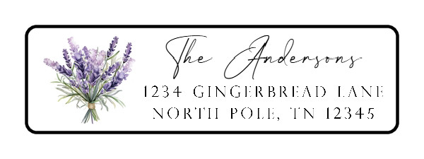 400 Lavender Personalized Return Address Labels. 1/2 inch by 1 3/4 inch