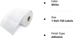 Essential 4″X2″ Direct Thermal Barcode Labels, Shipping Labels, 750 Labels of Ro