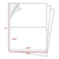 200-1000 Blank Shipping Labels 8.5 x 5.5 Round Corner Self Adhesive 2 Per Sheet