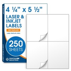 250 Sheets Matte White Printable Shipping Labels 4.25″ x 5.5″ for Inkjet & Laser