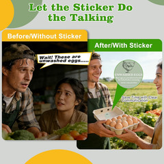 500PCS 2 Inch Egg Carton Stickers, Farm Fresh Unwashed Eggs Labels with Date Spa