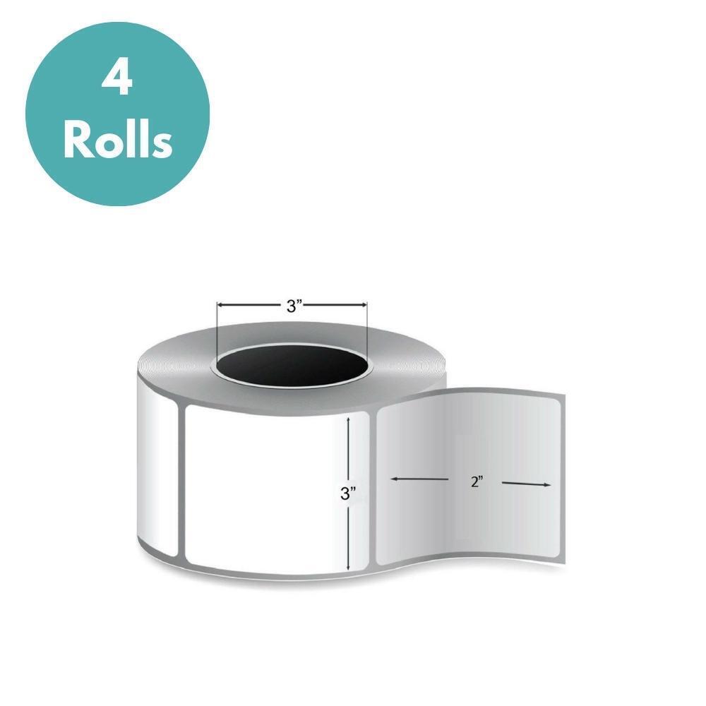 4 Rolls/11,500 Labels 3″x2″ Perforated Direct Thermal White Labels Fast Printing