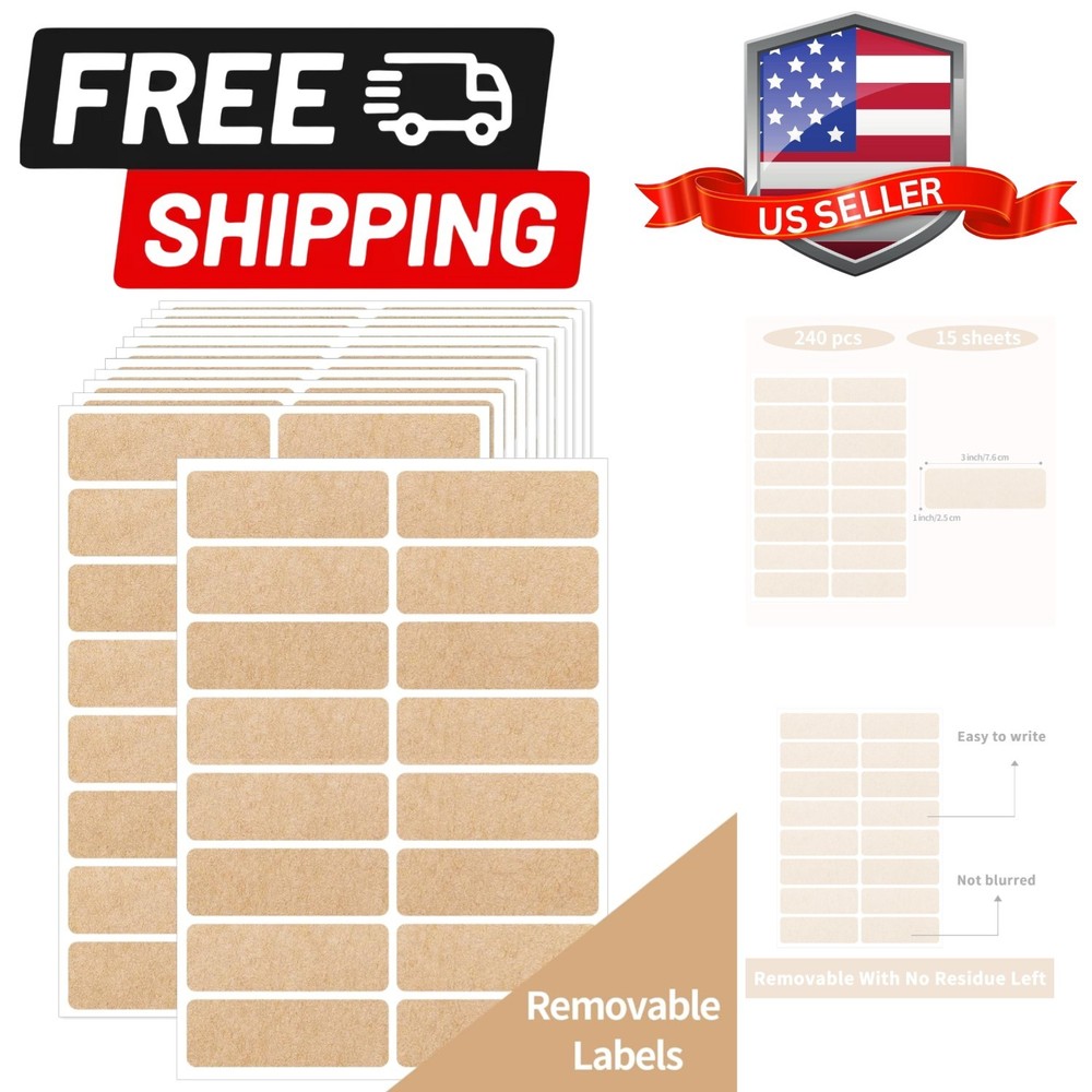 Removable Kraft Label Stickers- Writable Gift Tag Stickers Labels, Self-Adhes…