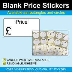 Circular Blank Price Stickers / Labels – A variety of sizes to choose from
