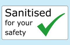 Cleaned & Sanitised Protection Safety Sticky Labels Stickers Choose From 3 Sizes