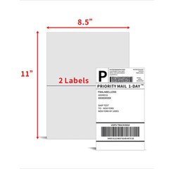 200 Half Sheet Shipping Labels 8.5×5.5 Self Adhesive Label 2 Per Sheet UPS