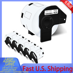 6 Roll 28.9mm x 62mm DK-1209 Large Address Labels for Brother, 800 Labels/Roll