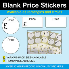Circular Blank Price Stickers / Labels – A variety of sizes to choose from