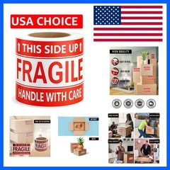 3×5 Inch – 100 Fragile This Side Up Stickers for Shipping – Easy Tear, Perman…
