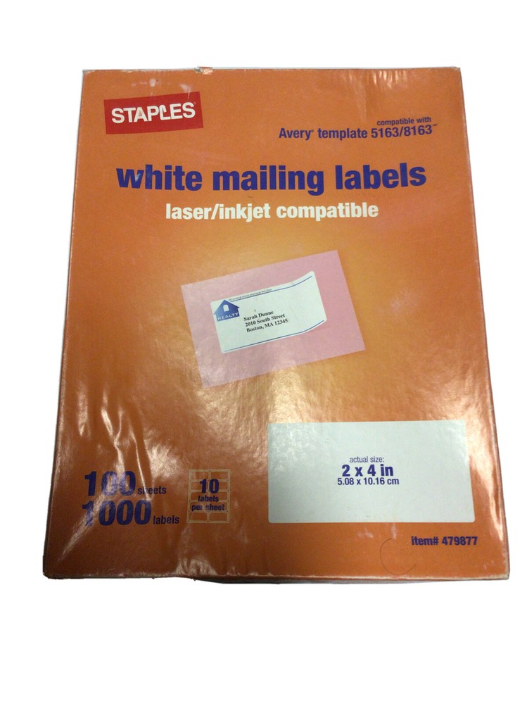 White Mailing Labels Laser Inkjet Compatibles 2″ x 4″ Free Shipping 1000 Labels