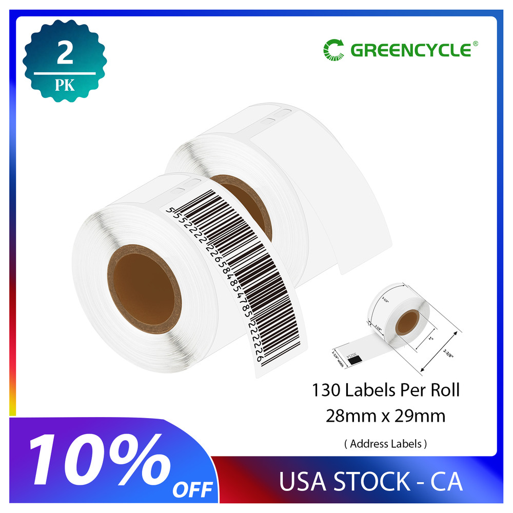 2Rolls Frosted Address Label 1-1/8”x3-1/2” for Dymo 30254 LabelWriter EL40 4XL