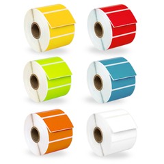 ZEBRA 2.25×1.25 COLOR Labels – 6 Rolls – YELLOW RED GREEN BLUE ORANGE WHITE