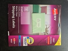 New Avery Matte Clear Shipping Labels 25 Sheets 10 Labels Per 2″ x 4″ -fg3303