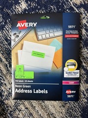 Avery Neon Address Labels with Sure Feed for Laser Printers, 1 x 2 5/8″, 750