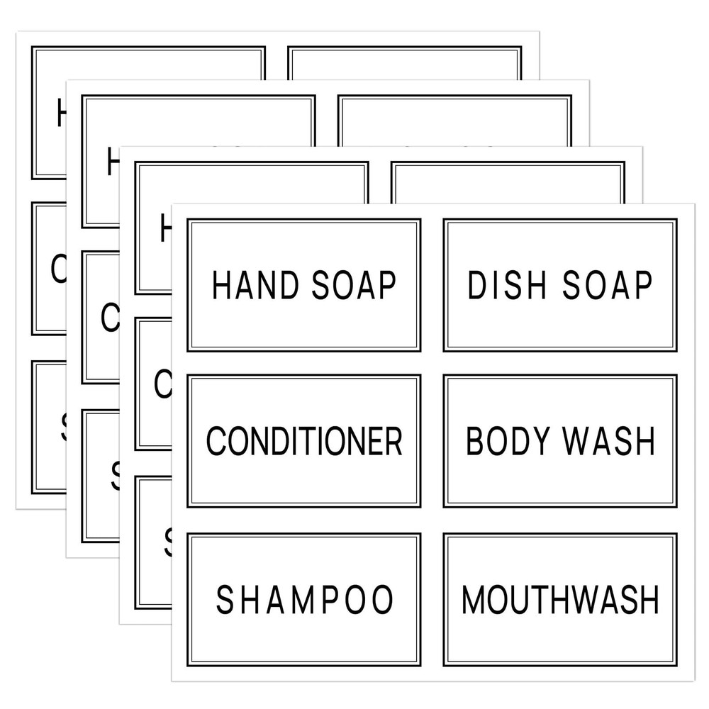 HVSWLY Minimalist Bathroom Labels – 32PCS Set with DIY Blank Labels, Waterpro…