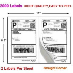 2000 Premium 8.5″x 5.5″ Half Sheet Self Adhesive Shipping Labels 2 Per Sheet